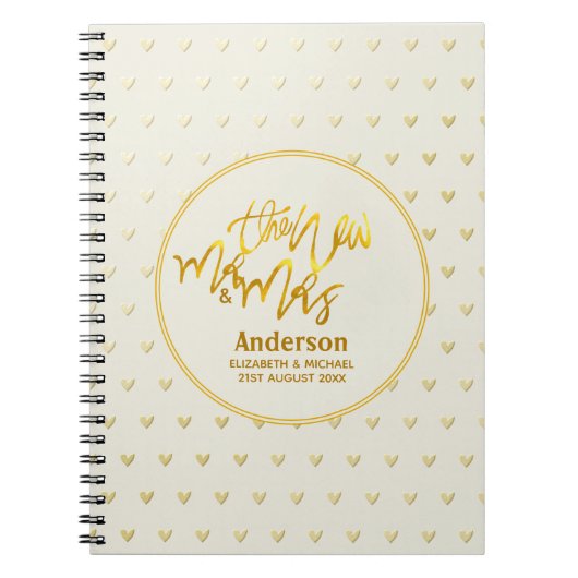 Carnet Le Nouveau M. et Mme (nom, date) Mariage Coeurs d' (Devant)