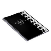 Carnet Le piano noir et blanc de monogramme verrouille le (Côté Droit)