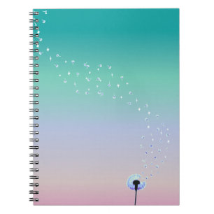 Carnet Le pissenlit sème le vol dans le vent - turquoise