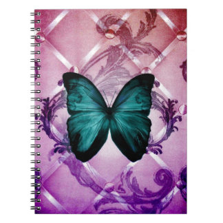 Carnet Le pourpre magenta tourbillonne papillon turquoise