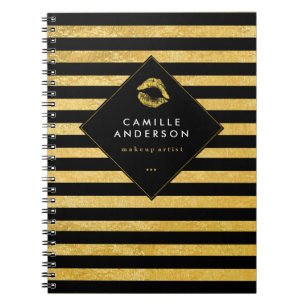 Carnet Le rouge à lèvres chic personnalisable d'or se