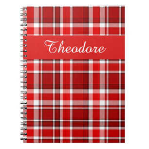 Carnet Le tartan blanc rouge   de plaid ajoutent votre