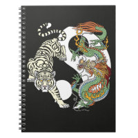 Le tigre blanc contre le dragon vert au Yin yang n