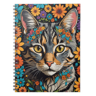 Carnet Le visage de chat en fleurs