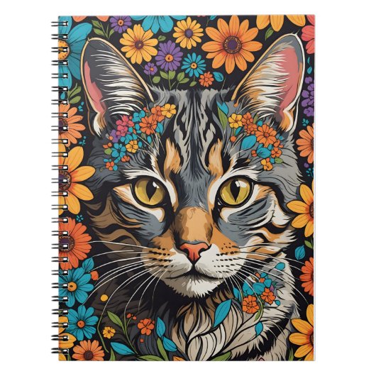 Carnet Le visage de chat en fleurs (Devant)