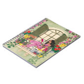 Carnet Lecture de filles sur le balcon d'été avec chats (Côté gauche)