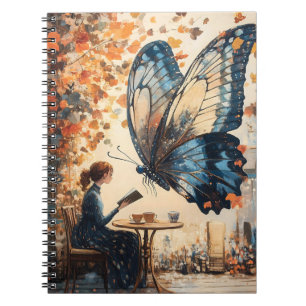 Carnet Lecture féminine avec papillon géant Art Abstrait