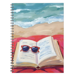 Carnet Lecture sur la plage Peinture aquarelle des vagu
