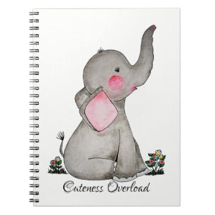 Carnet L'éléphant mignon de bébé d'aquarelle avec