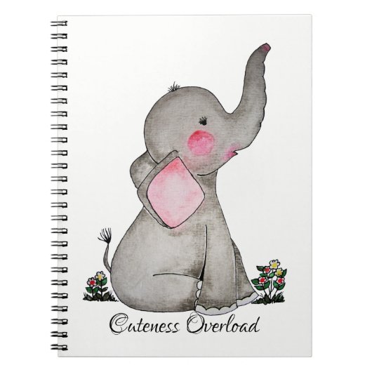 Carnet L'éléphant mignon de bébé d'aquarelle avec (Devant)