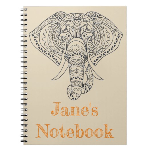 Carnet L'éléphant tribal Art animal africain (Devant)