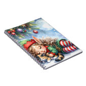 Carnet L'elfe de Noël endormi avec un chaton calicot (Côté Droit)