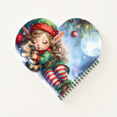 Carnet L'elfe de Noël endormi avec un chaton calicot (Dos)