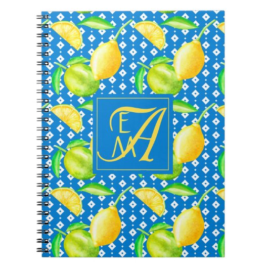 Carnet Lemon Tree Ocean Blue MONOGRAM (Devant)