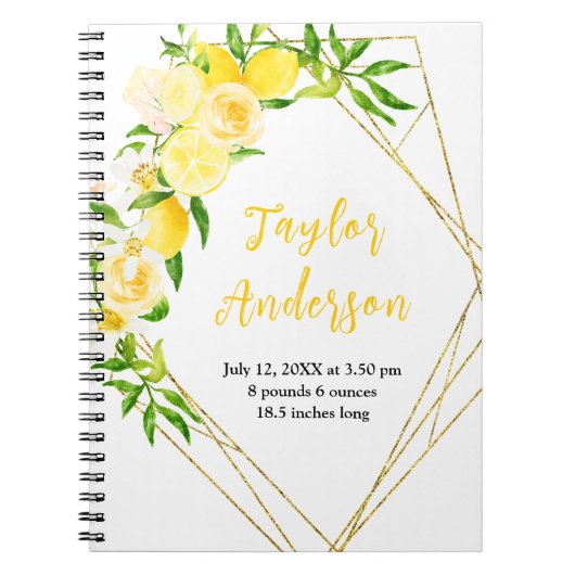 Carnet Lemons and Foliage Baby Birth Stats (Devant)