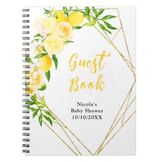 Carnet Lemons and Foliage Baby Shower Guest Book (Devant)