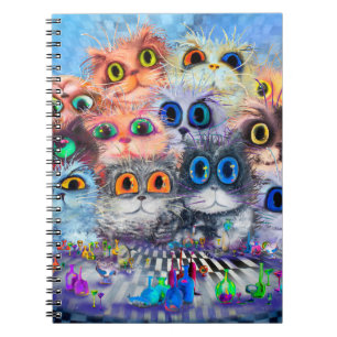 Carnet L'ensemble des portraits de chats arrière - plan a