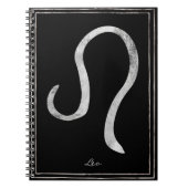 Carnet Leo martelé argent stylisé symbole astrologie (Devant)