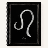 Carnet Leo martelé argent stylisé symbole astrologie note (Devant)