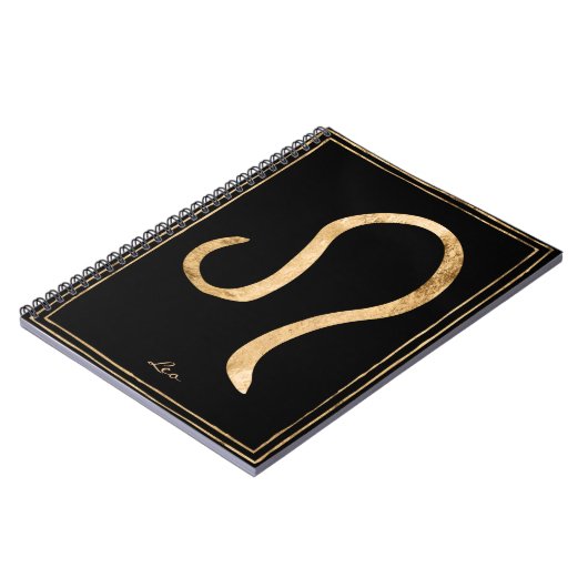 Carnet Leo martelé or stylisé symbole astrologie (Côté gauche)