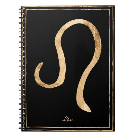Carnet Leo martelé or stylisé symbole astrologie (Devant)