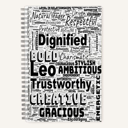 Carnet Leo Zodiac Word Cloud Spiral Planner (Recto)