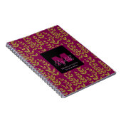 Carnet Léopard Botanique Vin rose Monogramme Nom personna (Côté Droit)