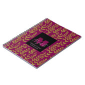 Carnet Léopard Botanique Vin rose Monogramme Nom personna (Côté gauche)