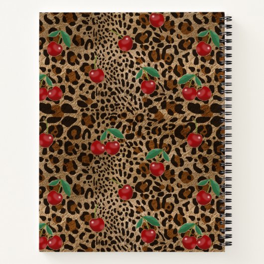 Carnet Leopard Cheetah Animal Print Red Cherry Pattern (Dos)