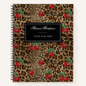 Carnet Leopard Cheetah Animal Print Red Cherry Pattern (Devant)