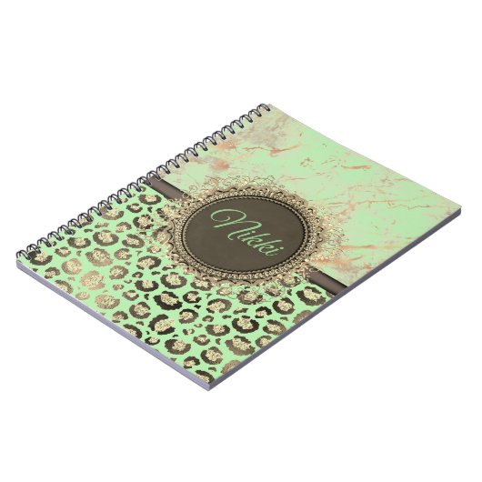 Carnet Léopard de Lime Green Marble (Côté gauche)