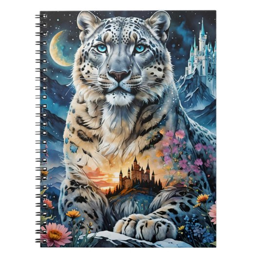 Carnet Léopard de Neige - Château - Lune, (Devant)