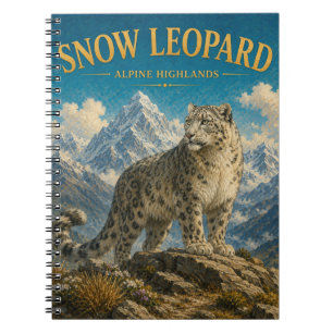 Carnet Léopard des neiges hauts plateaux alpins aquarelle