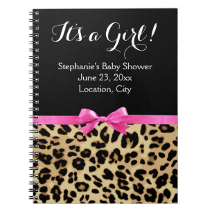 Carnet Leopard Hot rose Bow C'est un Baby shower Safari f
