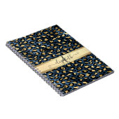Carnet Léopard Motif bleu or Monogramme (Côté Droit)