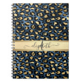 Carnet Léopard Motif bleu or Monogramme (Devant)