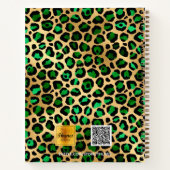 Carnet Leopard motif émeraude vert nom or (Dos)
