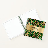 Carnet Leopard motif émeraude vert nom or (Intérieur)