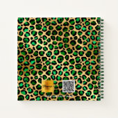 Carnet Leopard motif émeraude vert nom or (Dos)
