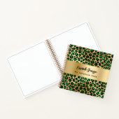Carnet Leopard motif émeraude vert nom or (Intérieur)