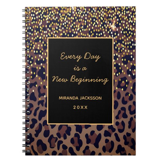 Carnet Léopard motivationnel motif brun noir (Devant)