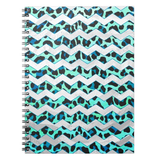 Carnet Léopard noir et Turquoise (Devant)