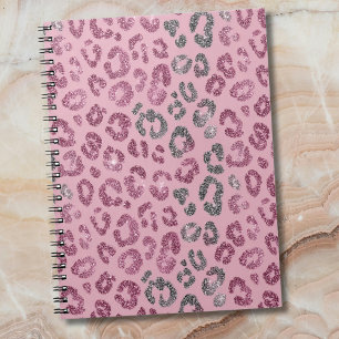 Carnet Léopard Pailleté Rose Élégant sur Fond Or Rose