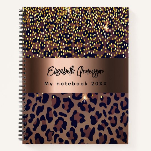Carnet Léopard pattern brown bronze doré noir métallisé (Devant)
