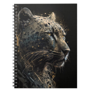 Carnet Leopard Portrait Animal Nature Faune Dark Paint