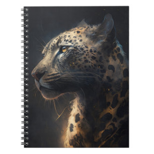 Carnet Leopard Portrait Animal Nature Faune Dark Paint