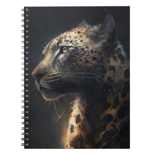 Carnet Leopard Portrait Animal Nature Faune Dark Paint (Devant)