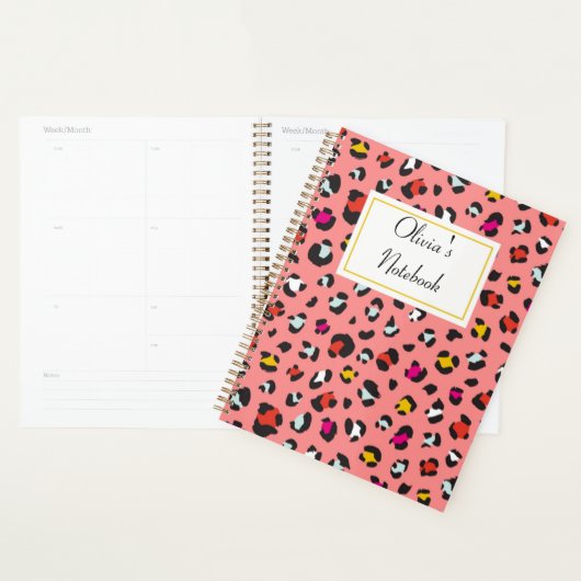 carnet léopard rose (Devant avec enveloppe)