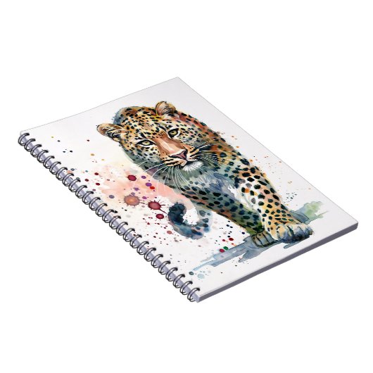 Carnet Leopard Walking Paint Splatter Watercolor Notebook (Côté Droit)