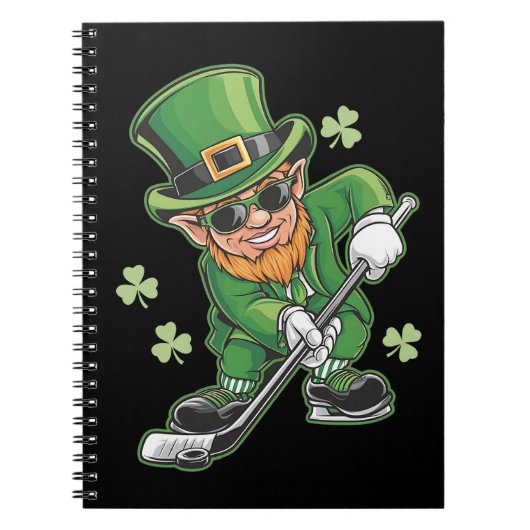 Carnet Leprechaun Jouer Hockey St Patrick's Day Irish (Devant)